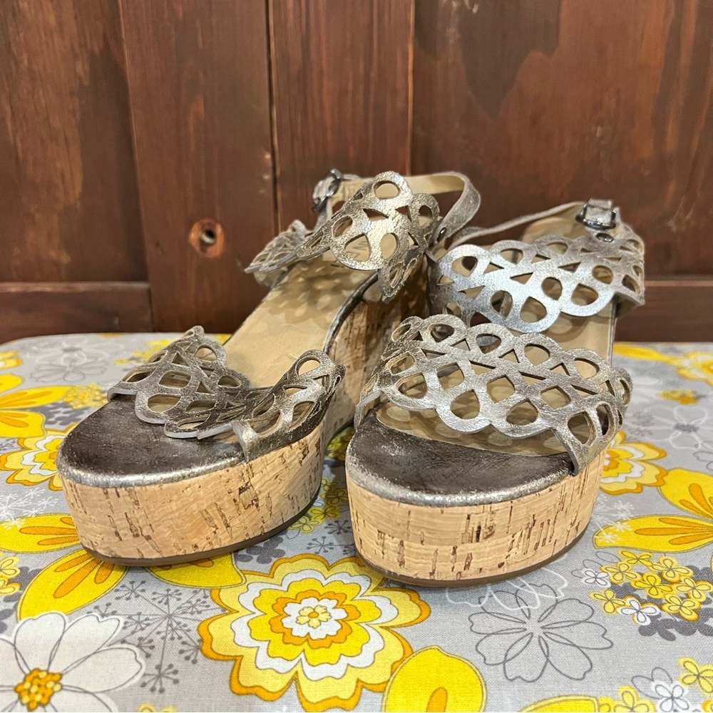 Vaneli Silver Cut-Out Platform Sandals